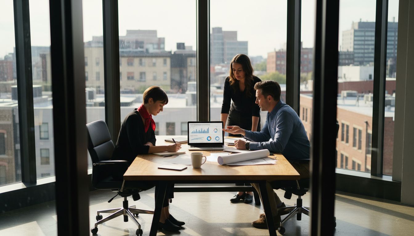 Small business team discussing digital marketing trends