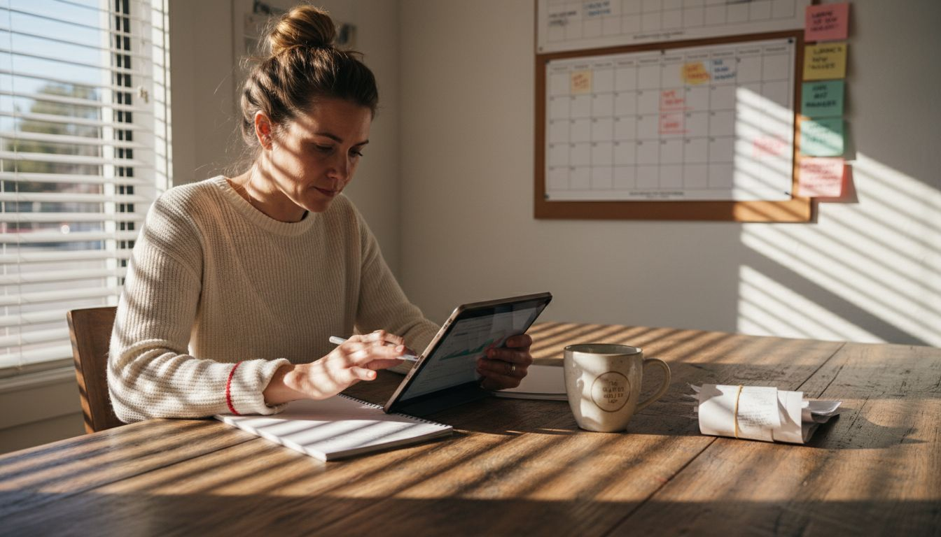 Business owner reviews digital marketing metrics in office