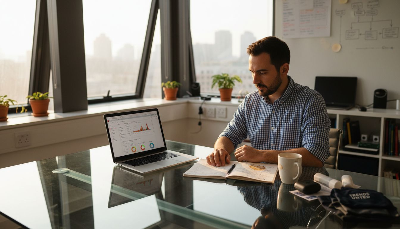 Ecommerce manager reviewing sales workspace