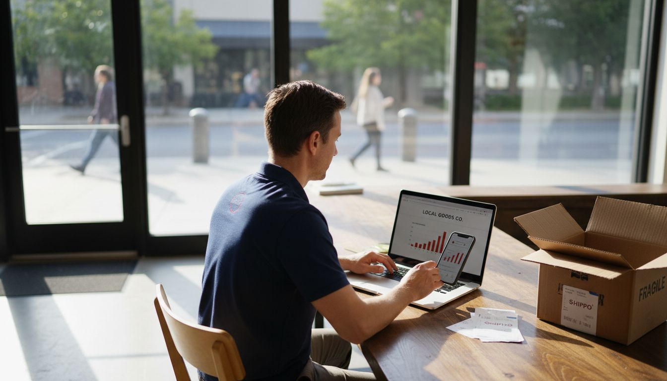 Small business owner manages ecommerce website