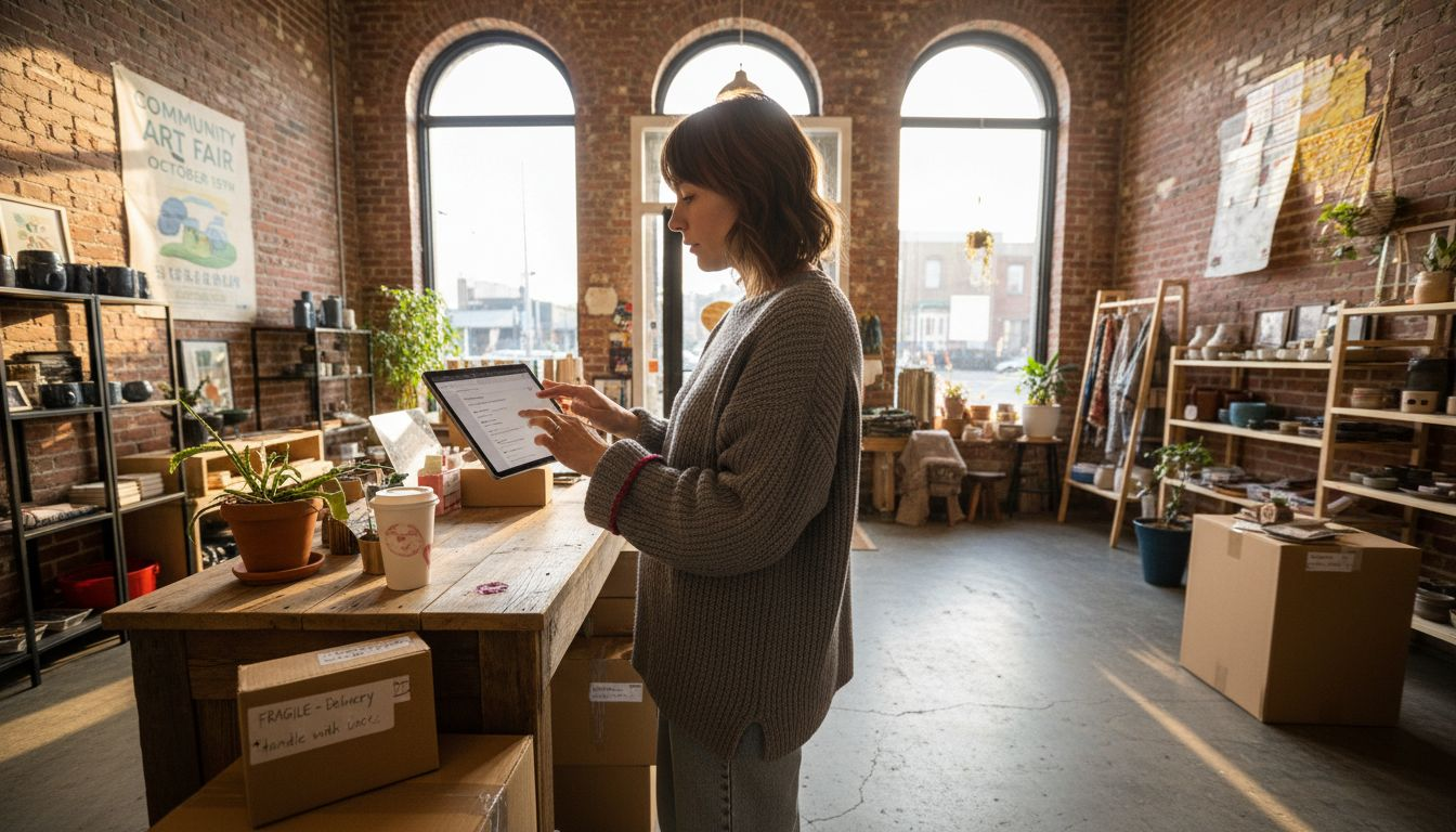 Business owner managing retail and online orders