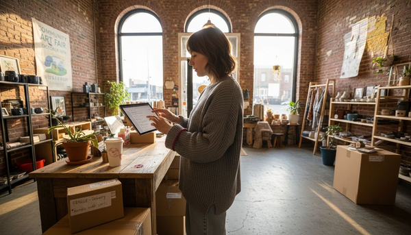 Business owner managing retail and online orders