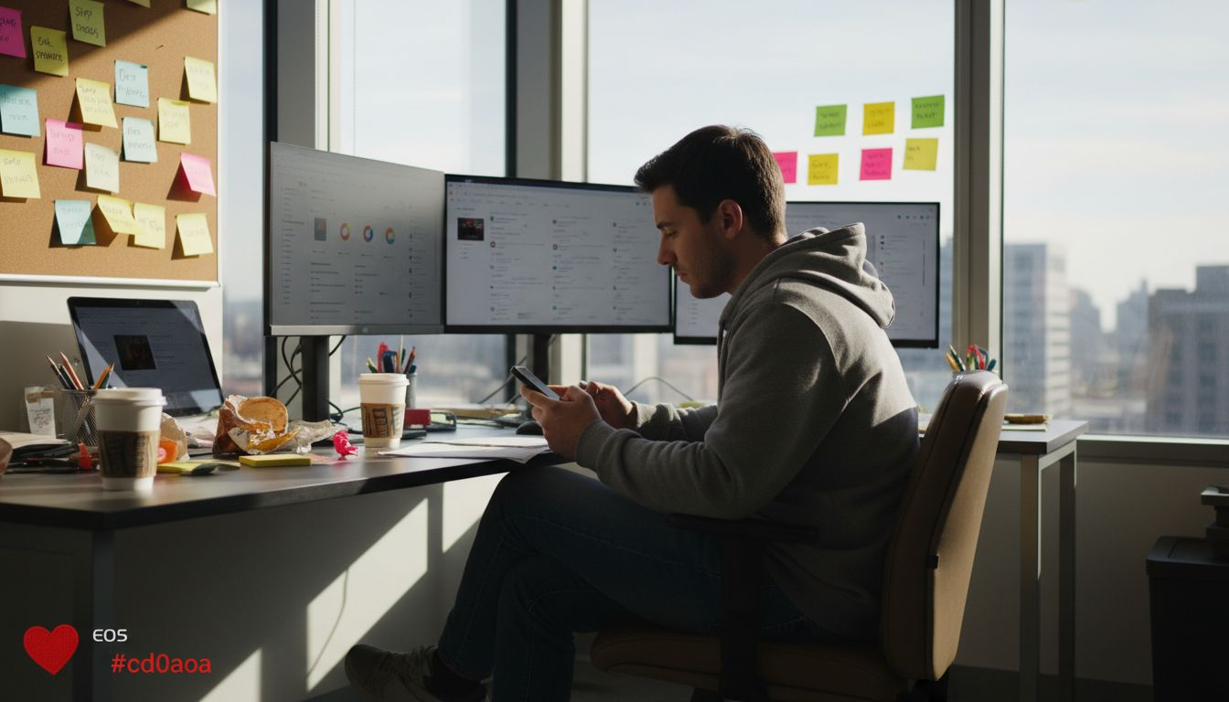 Entrepreneur reviewing social media product sales