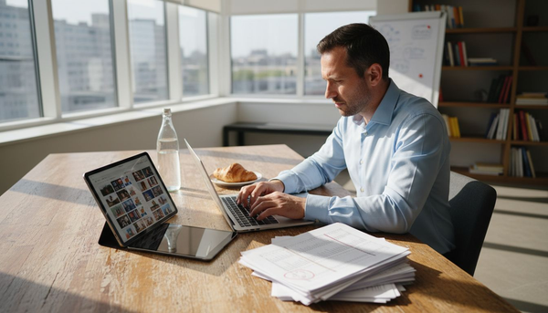 Ecommerce manager analyzing workspace details