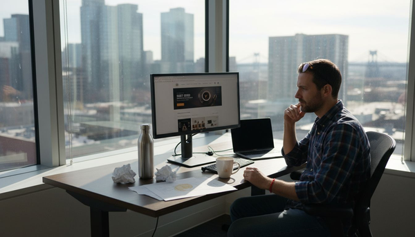 Web designer reviewing ecommerce website in office