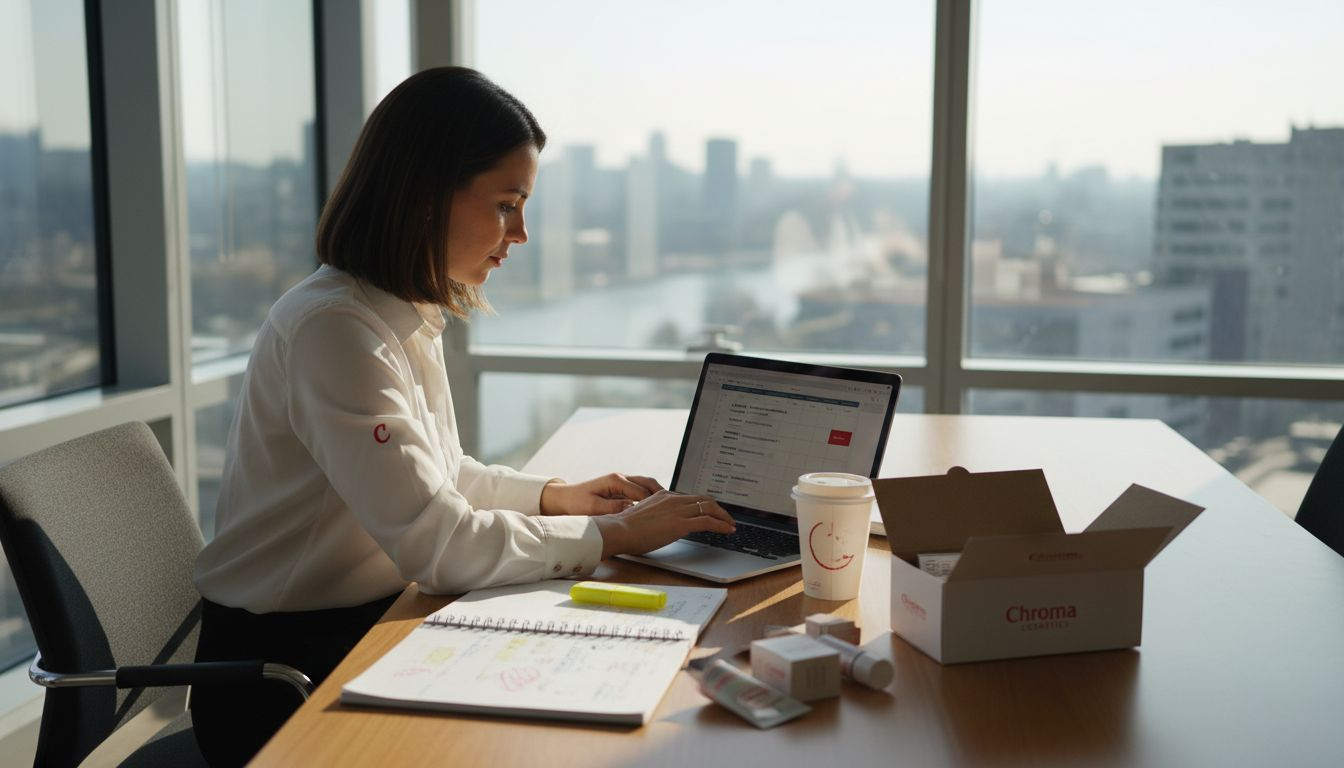 Brand manager reviewing content workflow