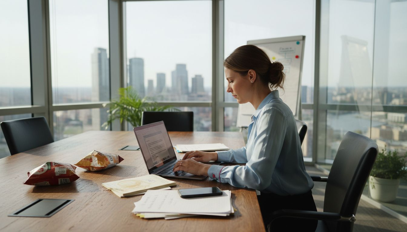 Manager creating email campaign for CPG brand