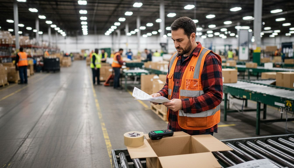 Warehouse supervisor checking fulfillment orders