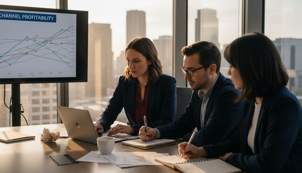 CPG team meeting analyzing market channels