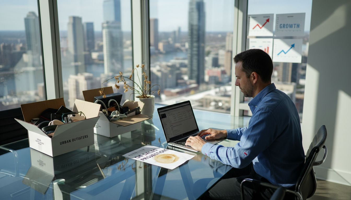 Ecommerce manager reviewing AI-driven sales data