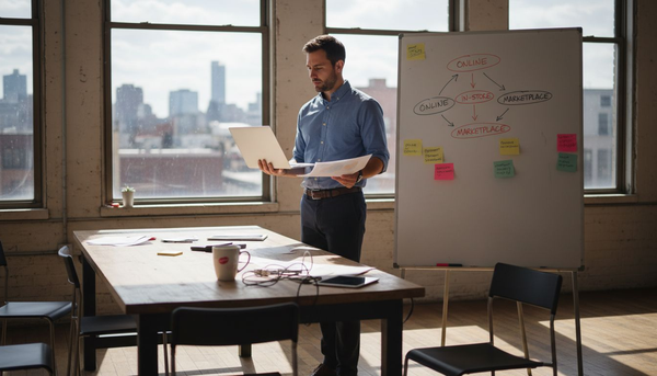 Retail manager reviewing omnichannel sales workspace