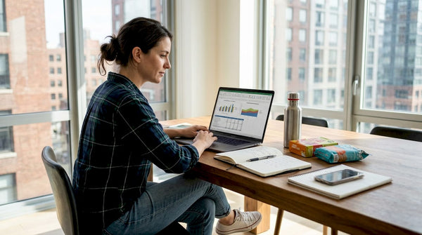 Brand manager reviewing CPG online sales data