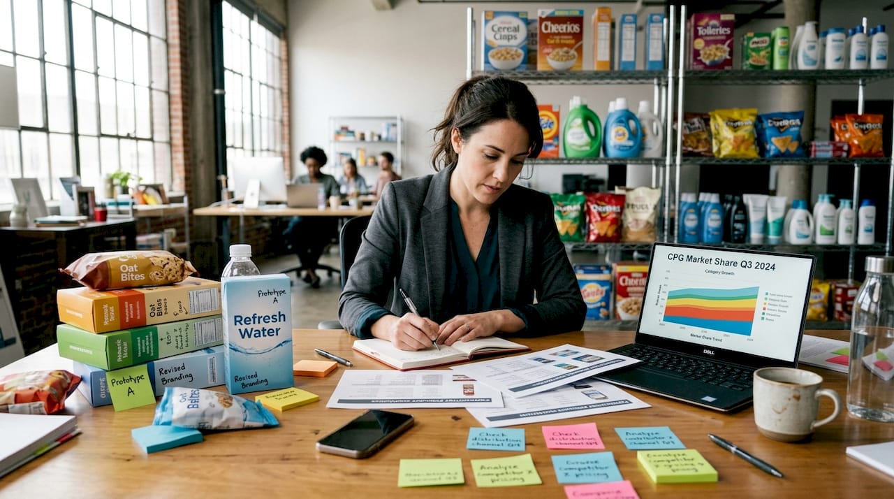 Brand manager analyzes CPG marketplace data