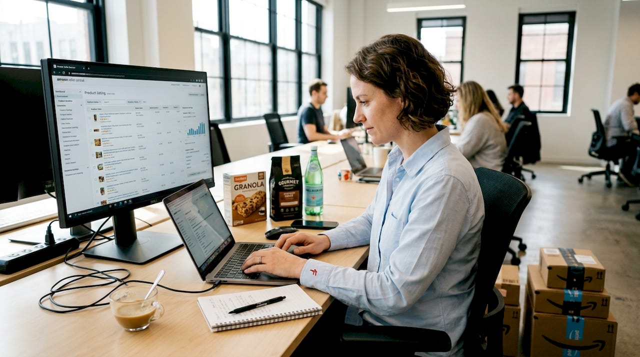 Brand manager working on Amazon product setup