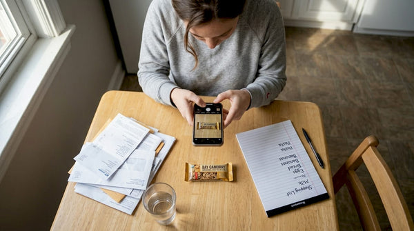 Customer taking product photo in kitchen
