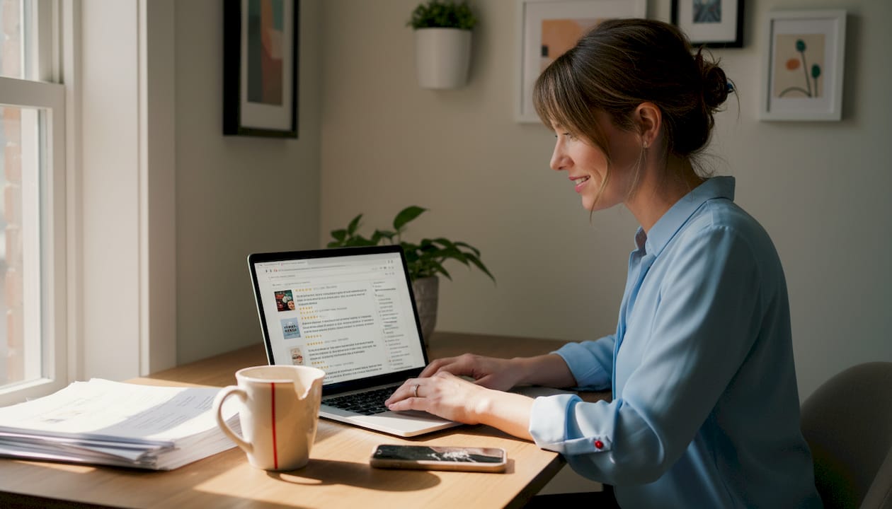 Manager reviewing ecommerce product feedback