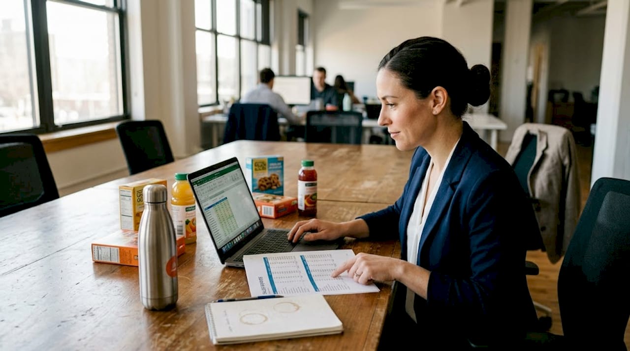 Brand manager reviews sales reports marketplace