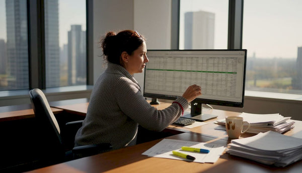 CPG manager reviews operations spreadsheet