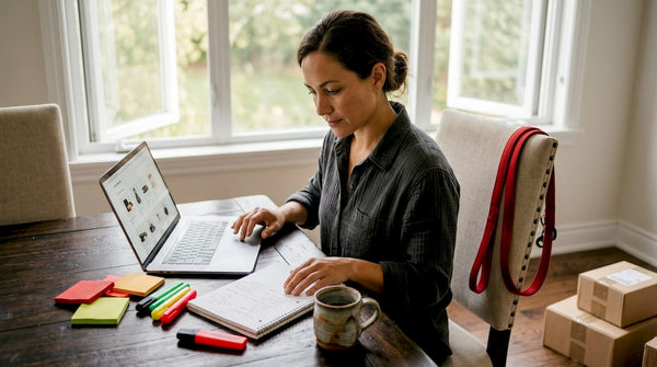 Walmart seller updating product catalog at home