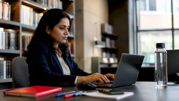 Woman working on programmatic advertising setup