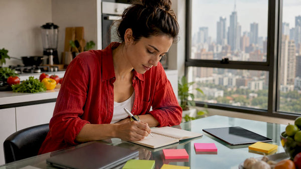 Entrepreneur planning ecommerce models at desk