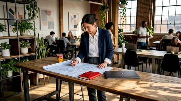 Entrepreneur reviewing marketplace platform documents