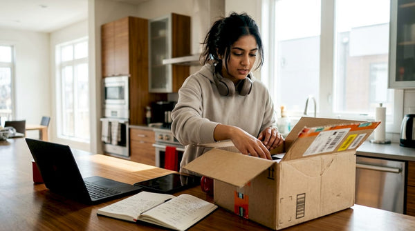 Woman starting Amazon selling from home