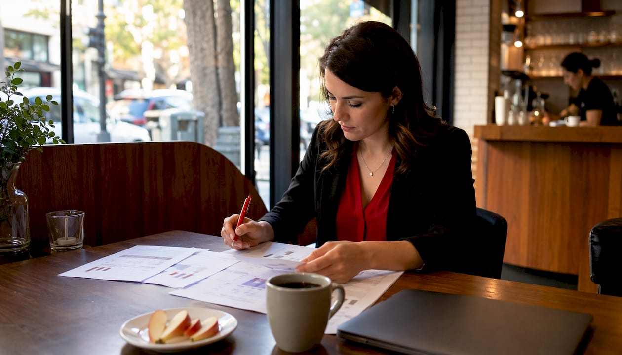 Marketer reviewing customer segmentation reports