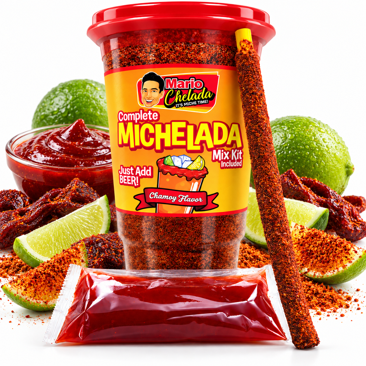 Mario Chelada Complete Michelada Mix Kit, Chamoy Flavor, 32 oz Cup