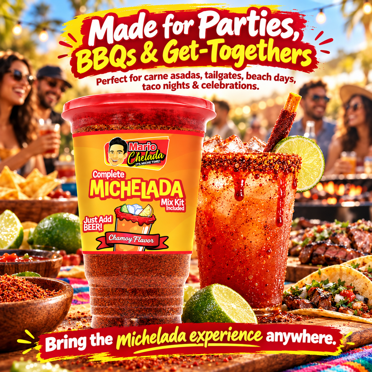 Mario Chelada Complete Michelada Mix Kit, Chamoy Flavor, 32 oz Cup