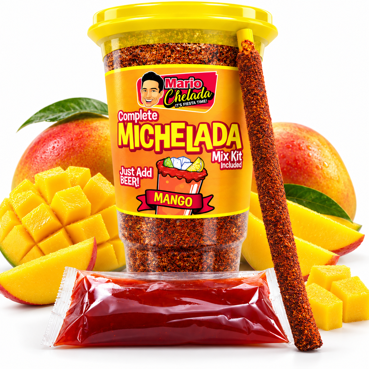 Mario Chelada Complete Michelada Mix Kit, Mango Flavor, 32 oz Cup