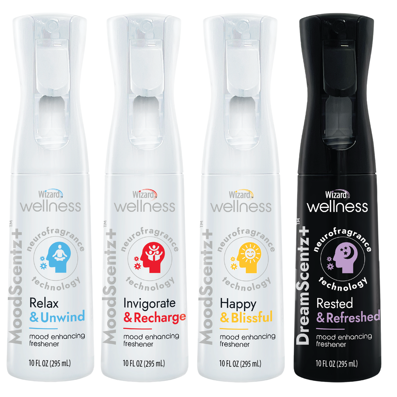Wizard Neuro Mood Enhancing Fragrance (Moodz 4-Pack Bundle)
