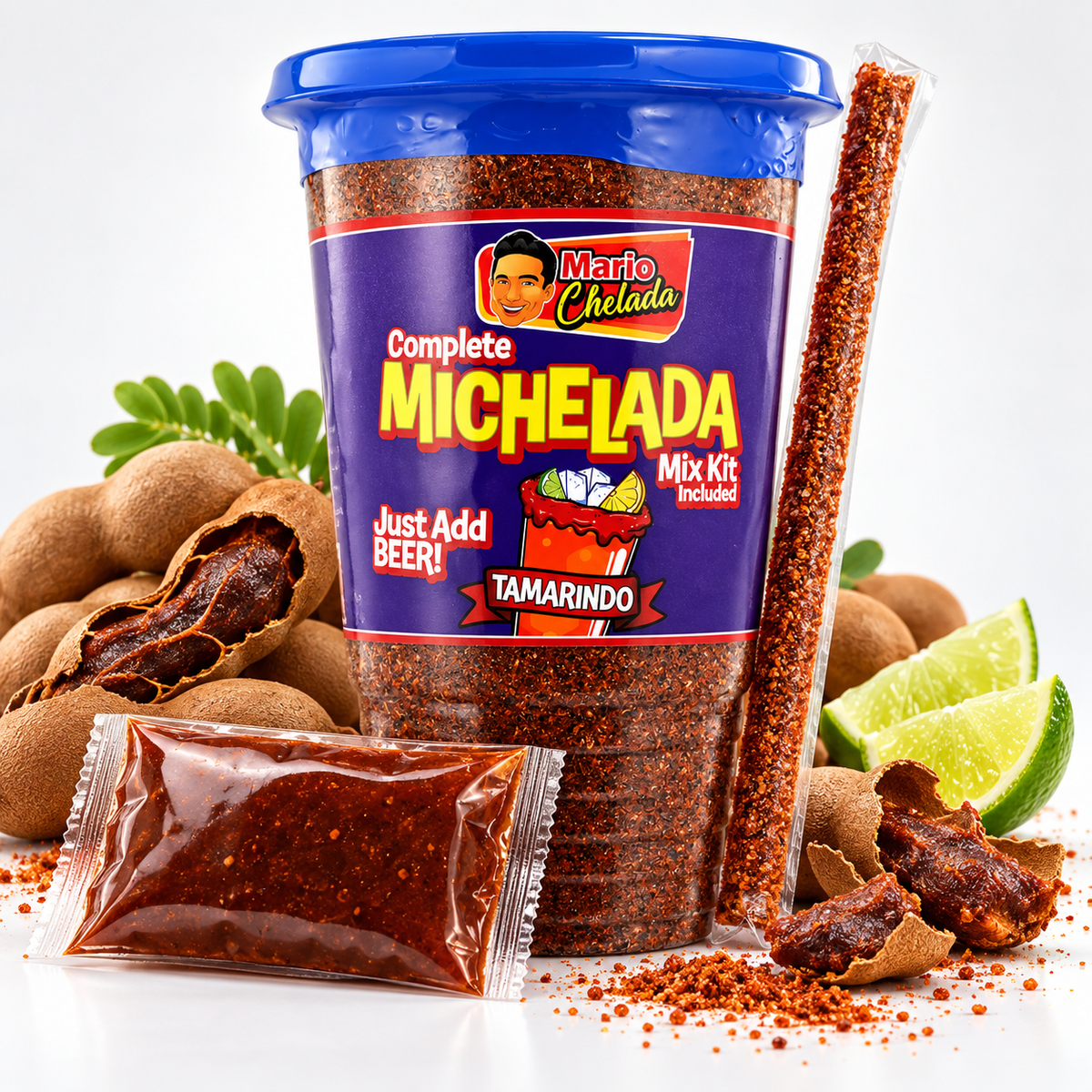 Mario Chelada Complete Michelada Mix Kit, Tamarindo Flavor, 32 oz Cup