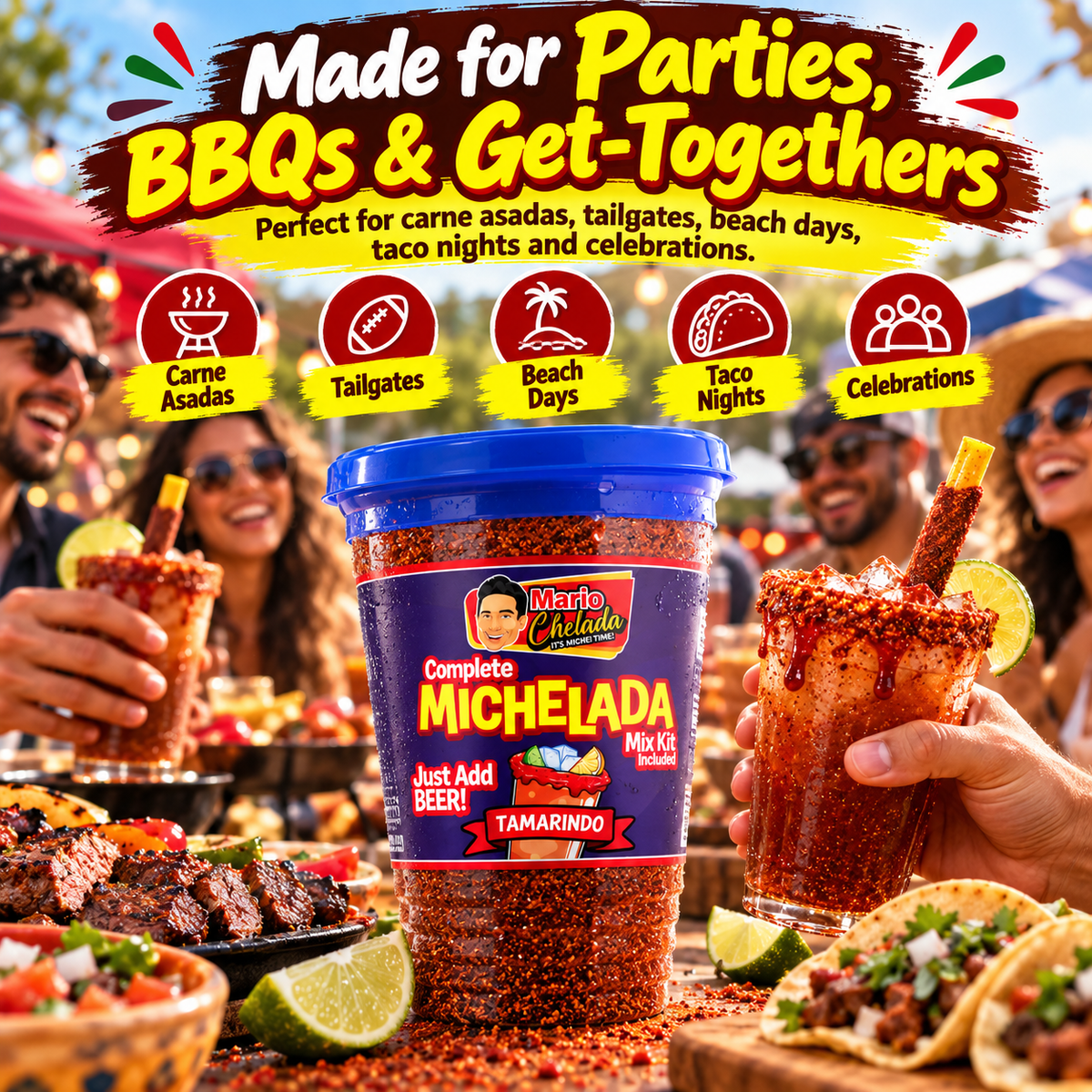 Mario Chelada Complete Michelada Mix Kit, Tamarindo Flavor, 32 oz Cup