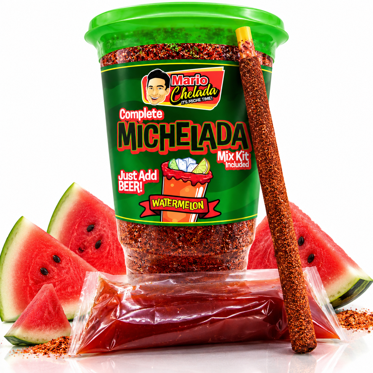 Mario Chelada Complete Michelada Mix Kit, Watermelon Flavor, 32 oz Cup